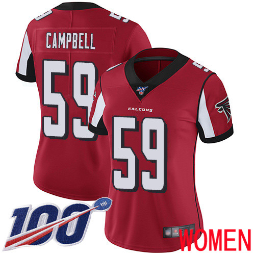 Atlanta Falcons Limited Red Women De Vondre Campbell Home Jersey NFL Football #59 100th Season Vapor Untouchable->women nfl jersey->Women Jersey